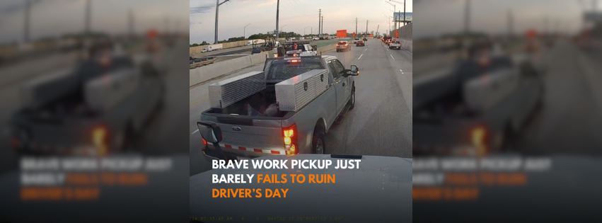 Brave work pickup just barely fails to ruin driver’s day