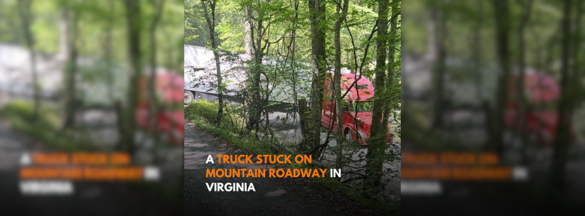 Photos show stuck truck on mountain roadway in Virginia